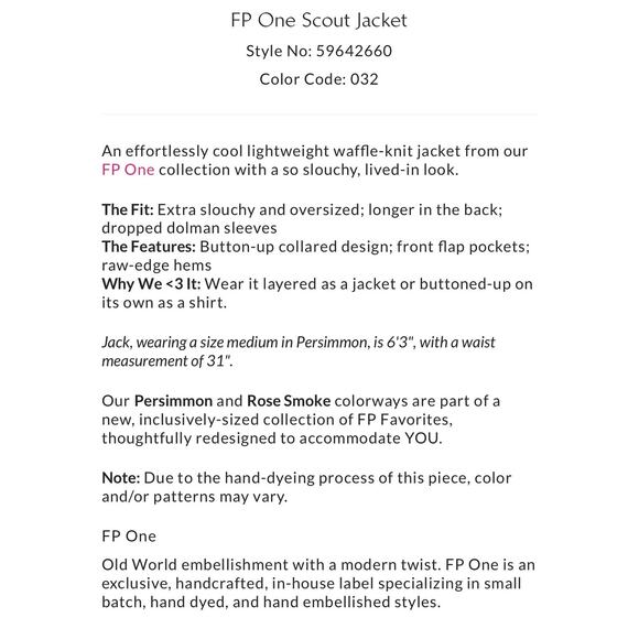 Free People One Scout Jacket, XS Oversized - Picture 4 of 10